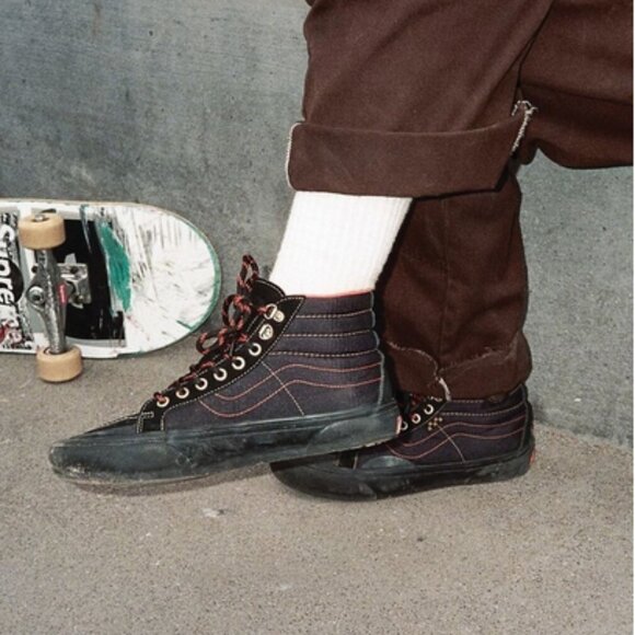 Vans Skate Sk8-Hi Reissue X Spitfire Black and Flame Orange High-Top Sneakers - Picture 3 of 8